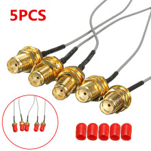 DANIU 5 Pezzi Cavo Adattatore RF Femmina SMA a IPEX da 15 cm 5.9 pollici con Tappi di Copertura Rossi