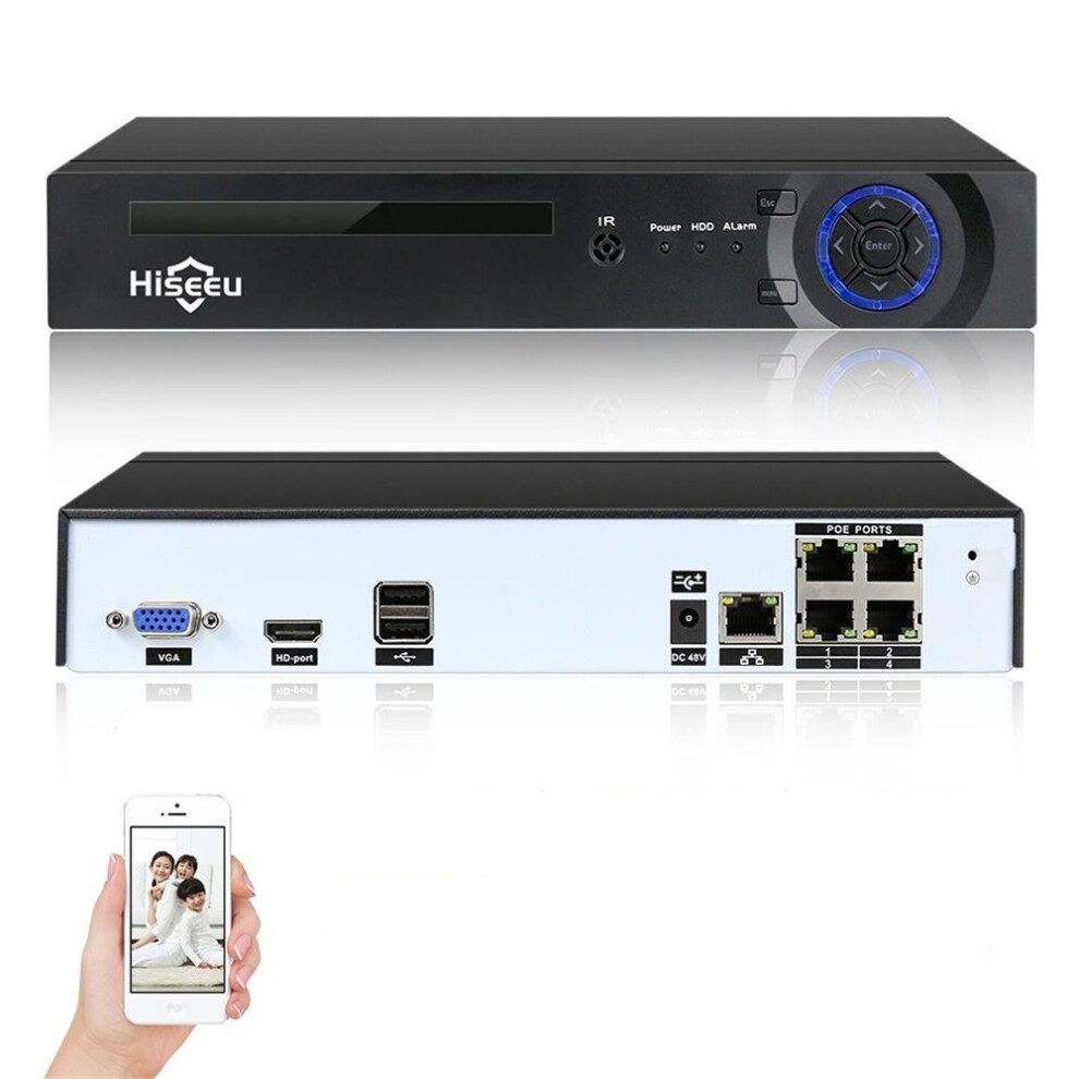 Hiseeu H.265 H.264 4Ch 8Ch 48V Poe Ip Camera Nvr 4K Network Video Recorder P2p Onvif 4K Cctv System 6229783428090