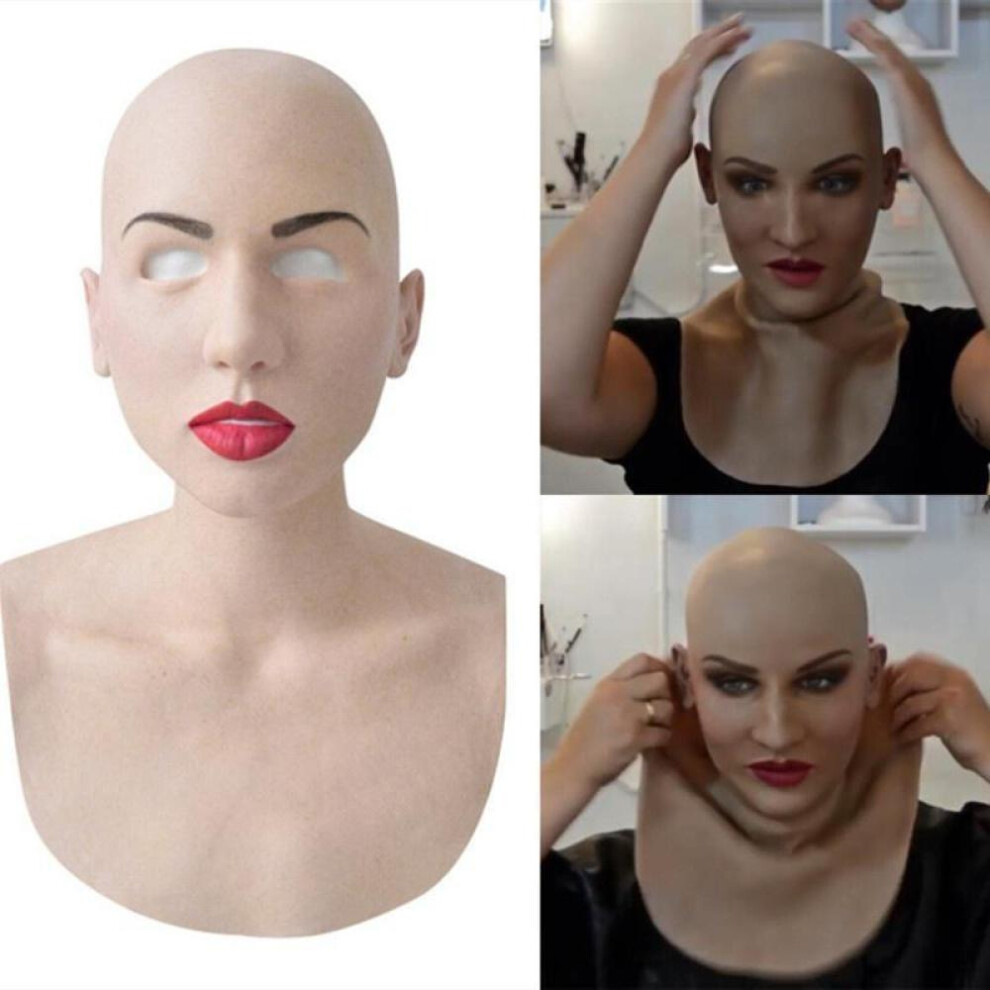 Full Latex Mask For Halloween Cosplay With Neck Full Head Creepy Wrinkled Woman Face Mask Latex Mask Cosplay Party Props Masks