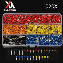 Excellway CT05 1020Pcs Connettori a crimpare in rame isolati per terminali a pin di corda