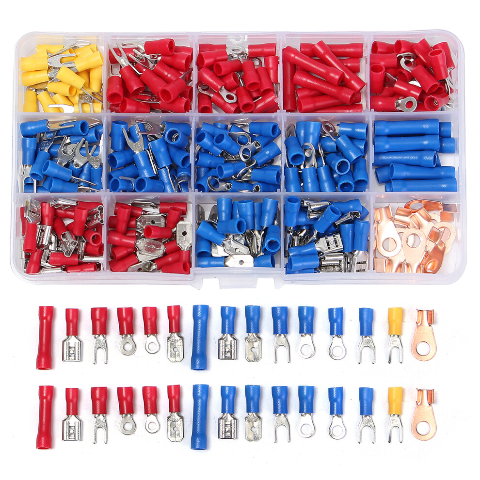270Pcs Insulated Crimp Terminals Wire Connectors Butt Spade Ring Assorted Kit 6430737144434