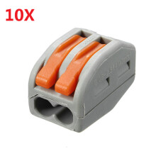 Excellway ET20 10Pcs 2 Pin Spring Lever Terminal Block Connettore per Cavi Elettrici