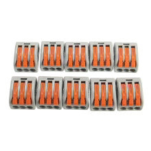 Excellway 222-413 10Pezzi Blocchi Terminali a Molla 3 Pin Connettori per Cavi Elettrici a Leva