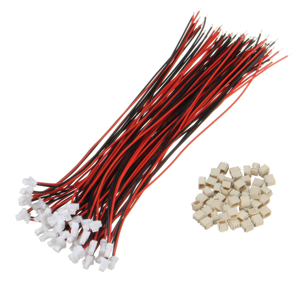 Excellway 100Pcs Mini Micro Jst 1.0Mm Sh 2-Pin Connector Plug With Wires Cables 150Mm 818211577071