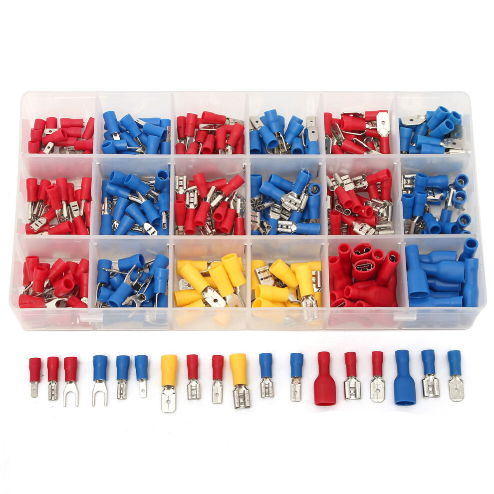 Excellway Ct018 330Pcs 18 Kinds Assorted Crimp Terminals Insulated Electrical Wiring Connector 6901251446897
