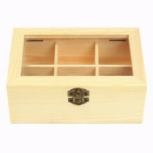 6 Scomparti Scatola Organizer per Tè in wood con Vetrina per Gioielli