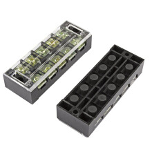 TB4505 600V 45A Barra di collegamento a 5 posizioni con barriera a doppia fila blocco a vite coperto con copertura isolante in plastic traspar