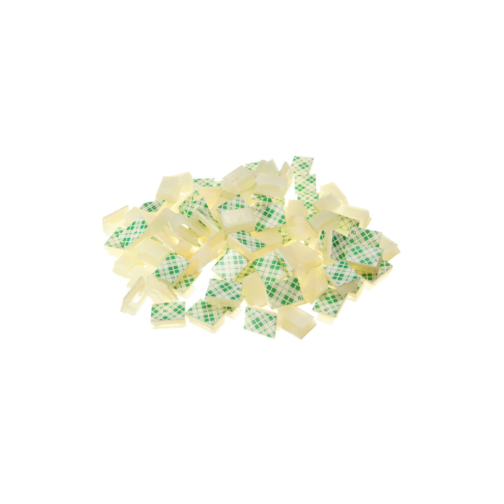 100Pcs Electrical Cable Clamp White Plastic Wire Tie Rectangle Cable Mount Clip Clamp Self-Adhesive Wiring Accessories 6900611444887