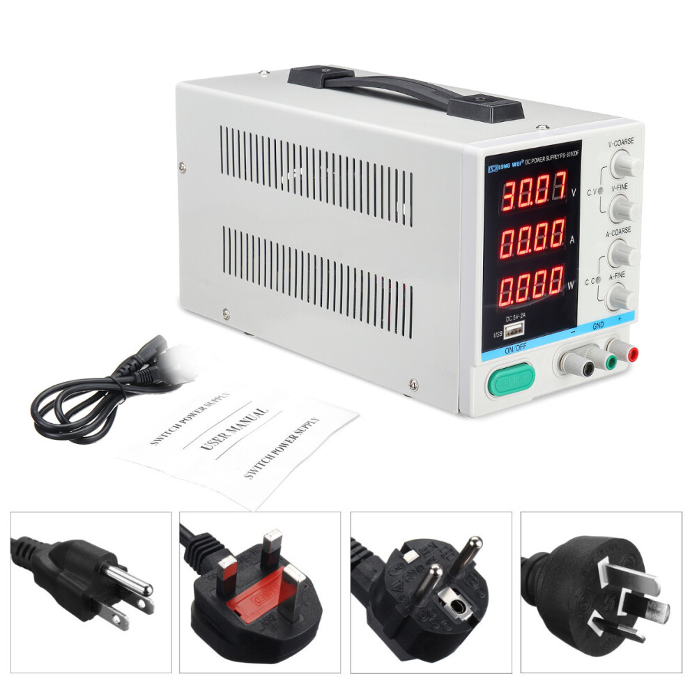 Long Wei Ps-3010Df 110V/220V Dc Power Supply 30V 10A Precision Variable Led Digital Lab Adjustable W/ Usb 6900043721648