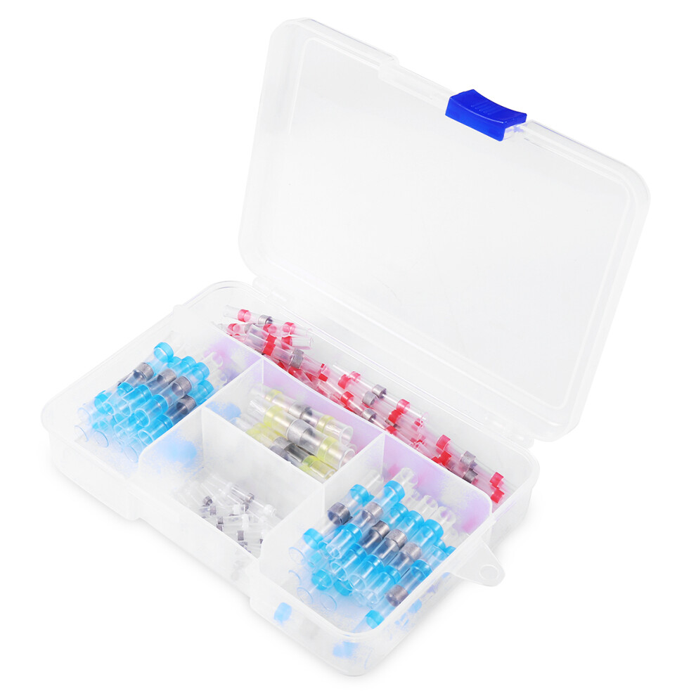 120Pcs Solder Seal Wire Connectors Heat Shrink Butt Connector Waterproof Insulated Electrical Butt Wire Connector Terminal 194031075813