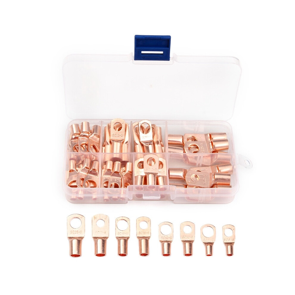 60Pcs Sc Series Bare Terminals Wire Connector Terminal Copper Lug Ring Seal Wire Connectors Assorted Kit 887260883839