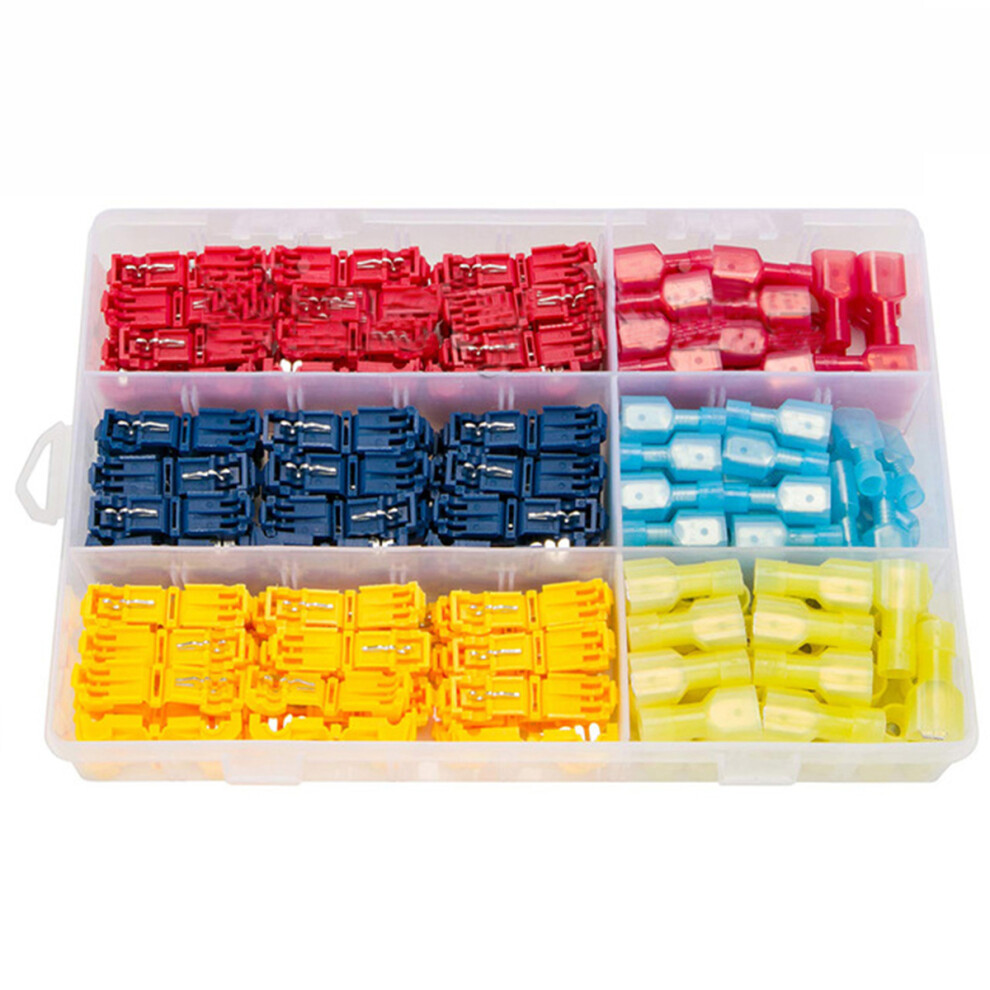 240Pcs T-Tap Electric Terminals Cable Connectors Quick Splice Lock Wire Crimp 6443204044526