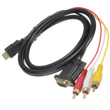 1.5 M 5 piedi HDTV HDMI a VGA HD-15 3 RCA adattatore connettore cavo