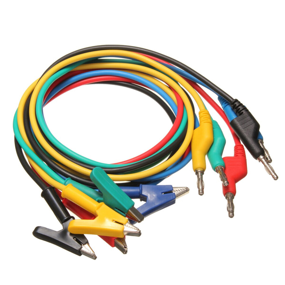 5Pcs Silicone Banana Plug To Crocodile Alligator Clip Test Probe Lead Wire Cable 7442845078456