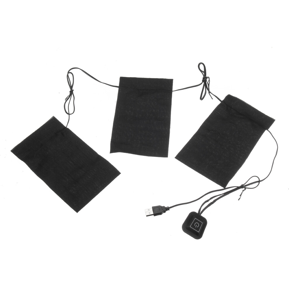 Black 5V 2A 8.5W Electric Heating Pads 3Pads Waterproof Heating Cloth Pads Set