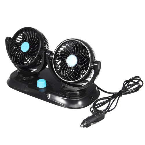 12V Adjustable Double 360 Degrees Mini Oscillating Fan Rotation Cooling Fan Air Conditioner 2