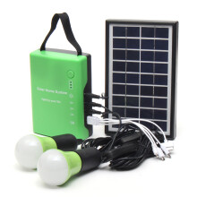 Generatore di energia solare portable da 3W 9V con sistema di luce LED di emergenza e cavo USB.