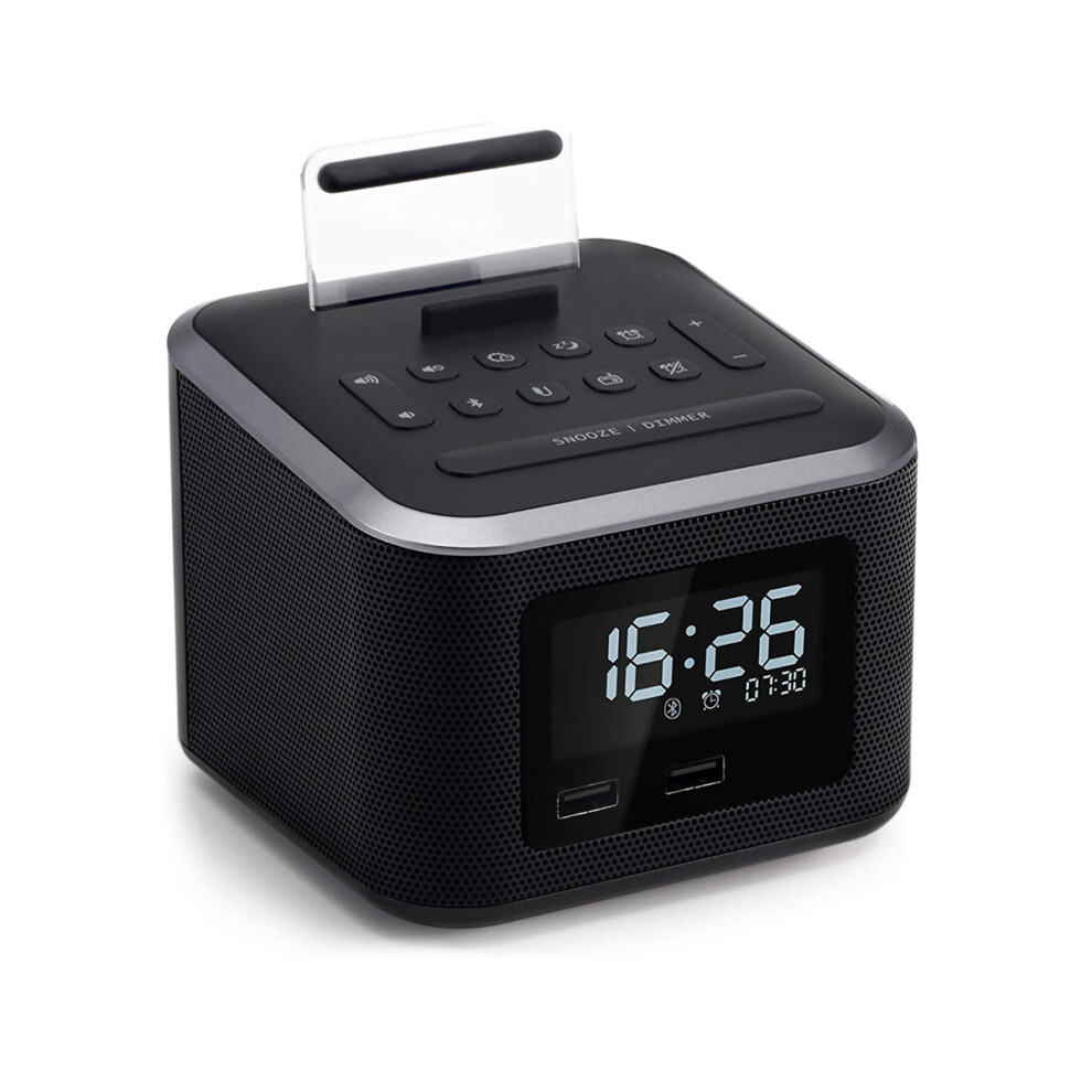 Lcd Wireless Bluetooth Speaker Digital Alarm Clock Thermometer Fm Usb Recharge 641986418528
