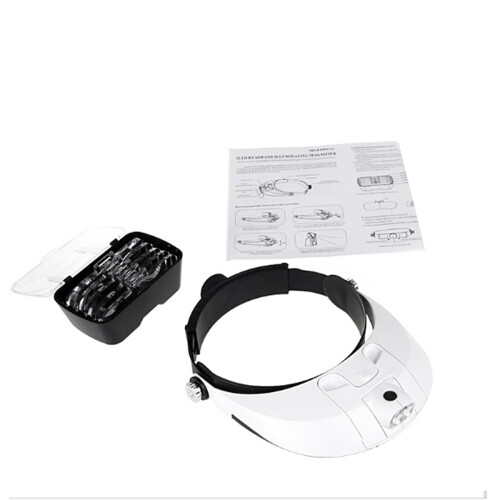 Kopfbügel Lupe mit LED-Lampe Licht Juwelier Lupe