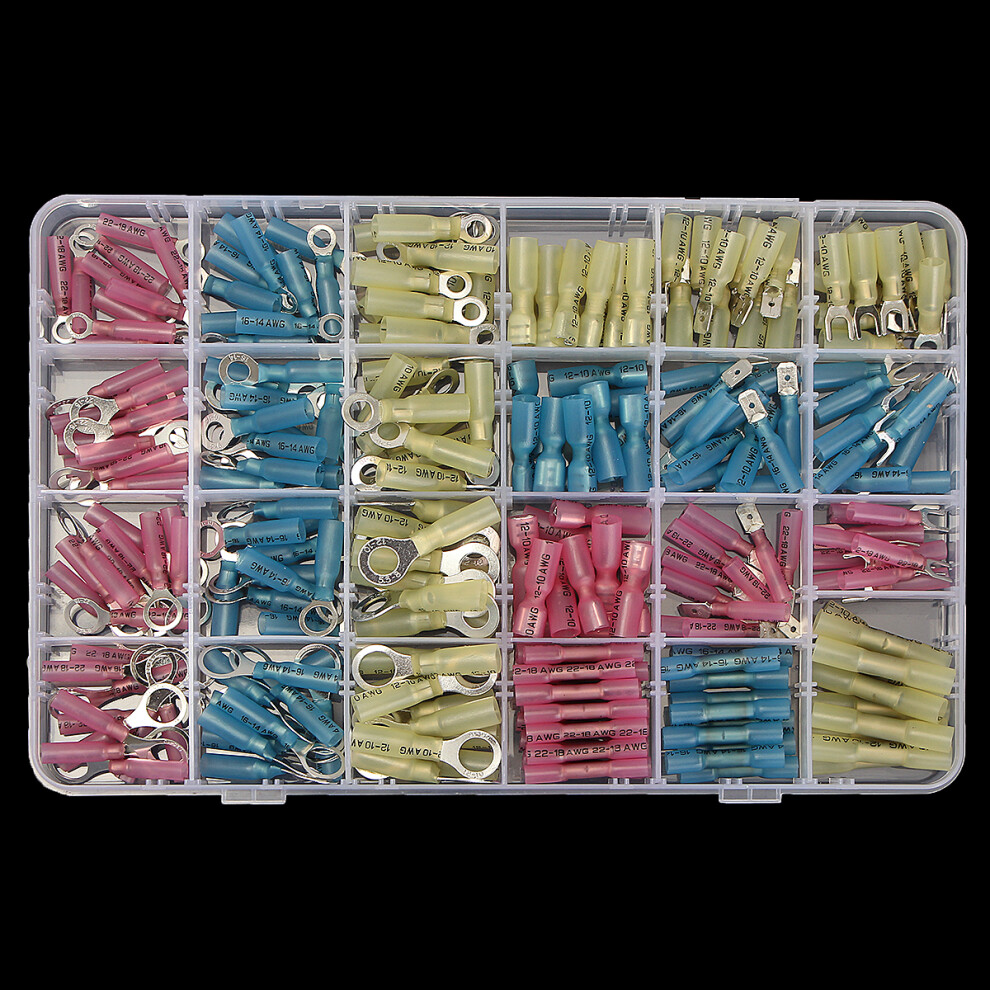 Soloop 250Pcs Heat Shrink Wire Connector Waterproof Kit Automotive Crimp Terminals Set 300742212120