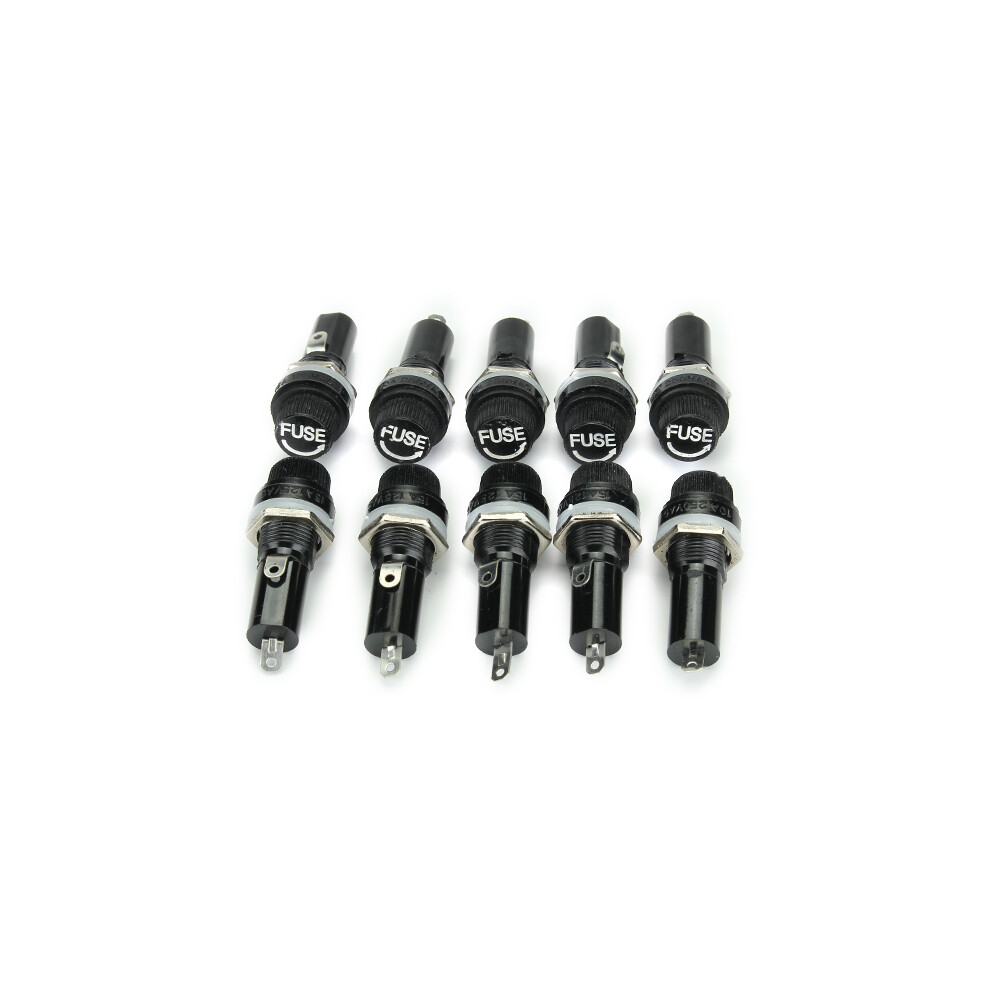 10Pcs Electrical Panel Mounted Glass Fuse Holder For Radio Auto Stereo 6X30mm Black 6901249585768