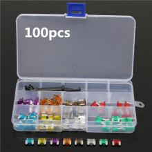 100 Pezzi Mini Fusibili a Lama per Auto 3/5/7.5/10/15/20/25/30Amp Set di Assortimento