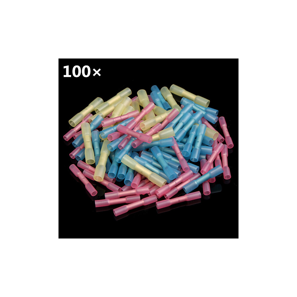 Excellway Hs01 100Pcs Heat Shrink Wire Crimp Terminals Butt Waterproof Connector 6901249757080