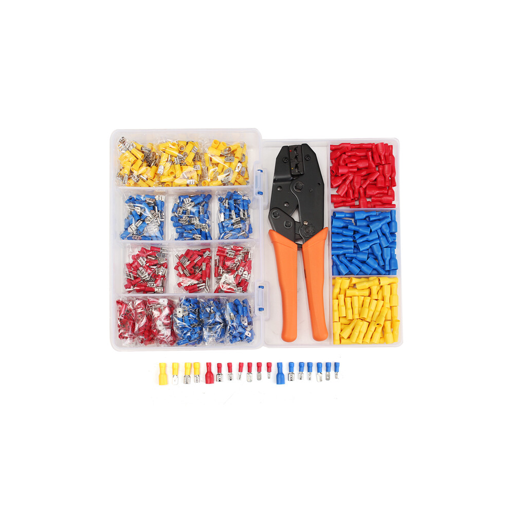 900Pcs Electrical Wire Connectors Terminals With Crimping Plier Assorted Set 6900614745004