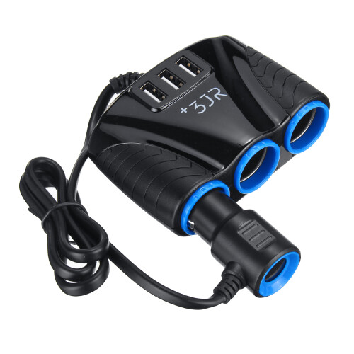 3 in 1 Triple Socket Voertuig Lader Auto Aansluiting Stroomplug USB Poort 2