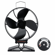 Ventilatore per stufa a legna a 4 pale alimentato dal calore silenzioso per bruciare legna ventilatore ecologico con termometro.