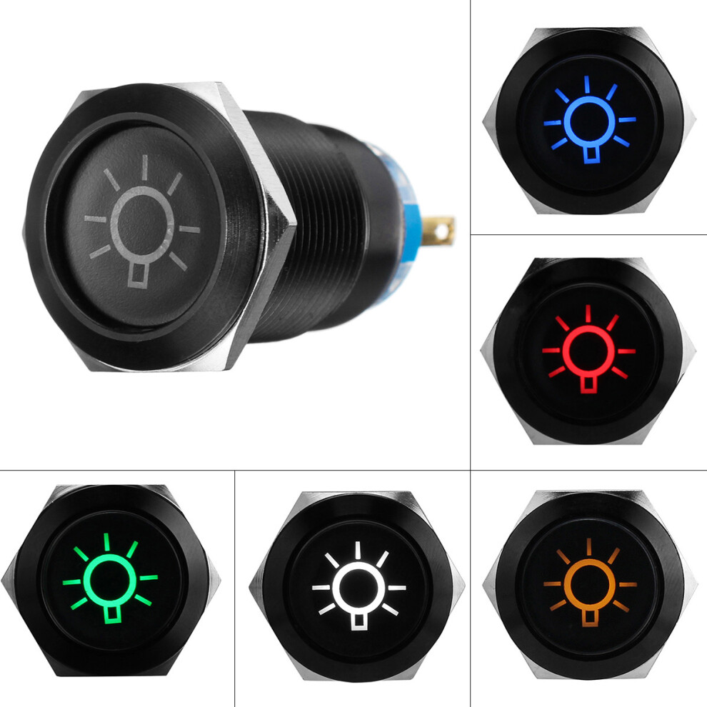19Mm Push Button Switch 12V Led Self Lock Switch Ip65 Waterproof Metal On-Off Switch Light 6900038418638