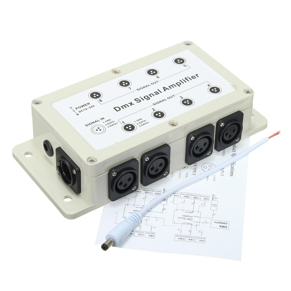 Dmx512 Led Signal Splitter Amplifier Distributor 1 Way In 8-Channel Output Signal Amplifier 799632214922