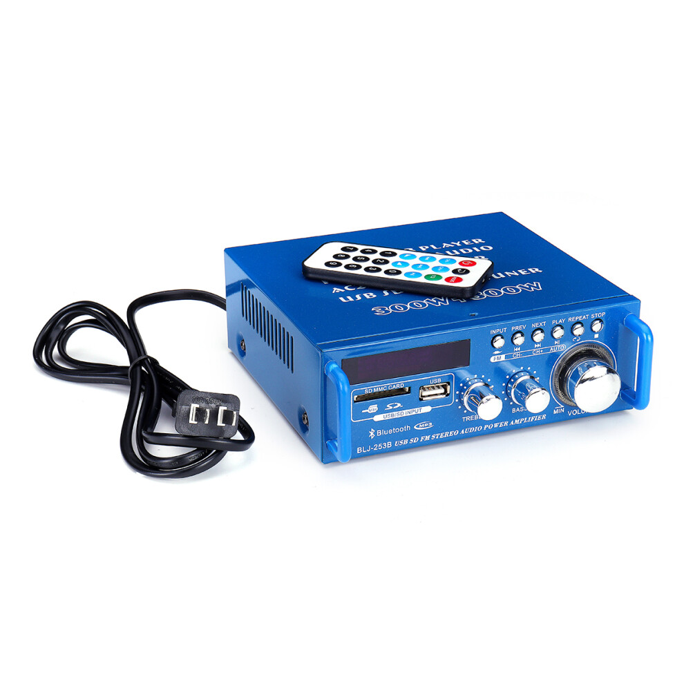 600W Mini 2Ch Hifi Digital Audio Stereo Amplifier Bass Tooth Fm Radio Amplifiering Equipment Blue 300742210423