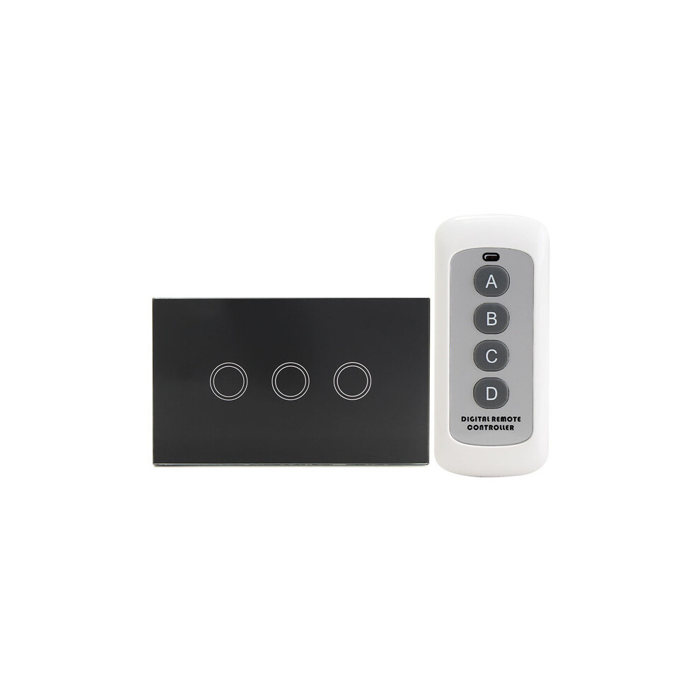 1 Way 3 Gang Crystal Glass Remote Panel Touch Led Light Switches Controller 6932094364857