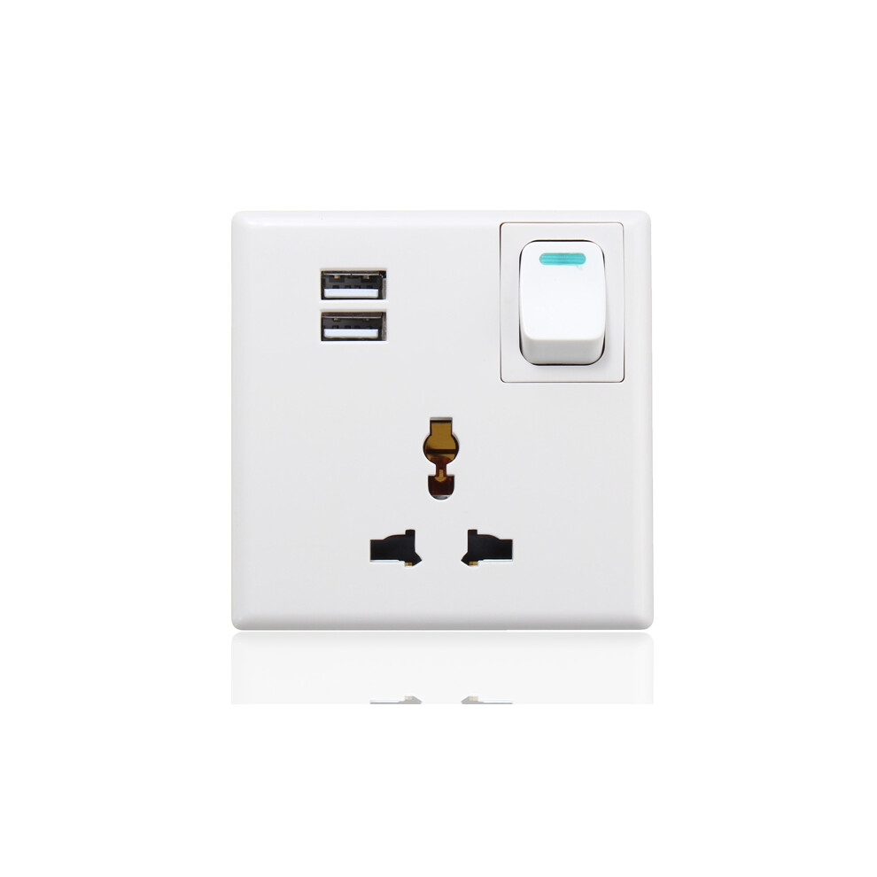 Excellway 5V 2.1A Dual Usb Port Wall Charger Adapter Outlet Plate Socket With Switch Button 791177560434