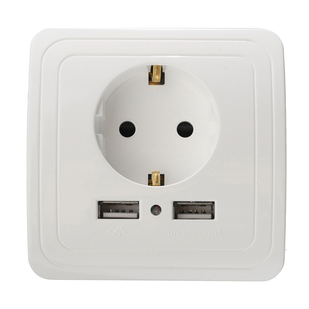 Excellway Ki09 5V 2A Dual Usb Port Wall Charger Adapter Eu Plug Sockets Power Outlet 6901251034780
