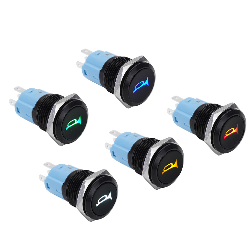 12V 16Mm Start Horn Button Momentary Stainless Steel Metal Push Button Switch 906314536160