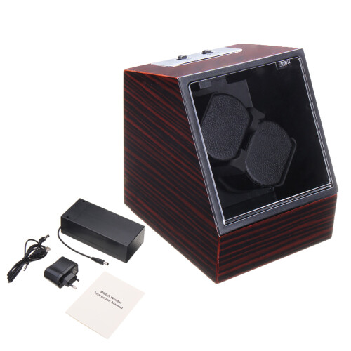Automatic Watch Winder Display Box Auto Silent Motor 2 Watches Wind Storage Case EU Plug