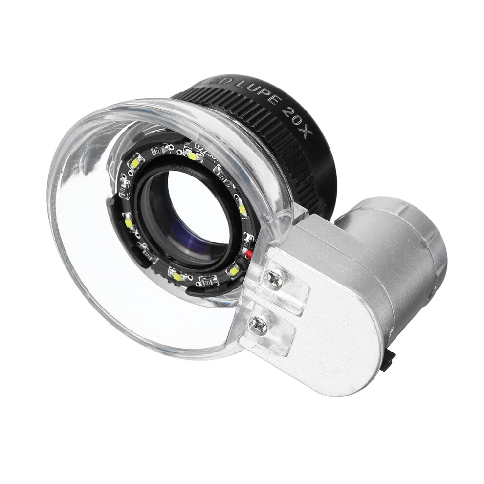 Light 20X Magnification Magnifier Led Loupe Jewelry Optical Glass Magnifying