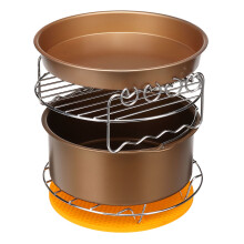6 Pezzi set accessori per friggitrice ad aria da 8 pollici teglia per torta pizza BBQ arrosto barbecue