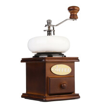 Retro Witte Keramische Handmatige Koffiebonenmaler Houten Notenmolen Café Handmatige Maaltool