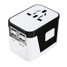 AUGIENB Wereldwijde Universele Conversie Stekkerdoos 4 USB Reisadapter