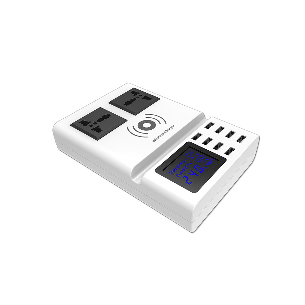 Smart Usb Charger Hub Socket Wireless Charger 40W 8 Port Usb Power Adapter Wall Charger Fast Charging Station Lcd Display 629016307752