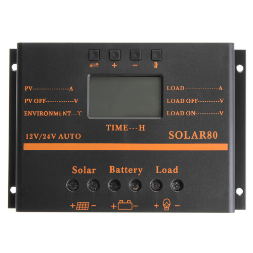 80A 12V/24V Auto LCD Zonnebatterij Regulator Laad Ontlaad Controller