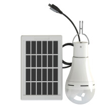 20W Lampadina da Campeggio Ricaricabile USB con Pannello Solare e Cavo da 3m 5 Modalità