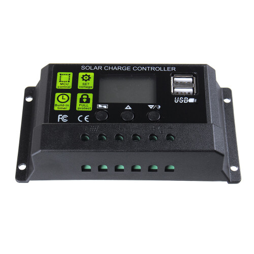 PWM 10A 12V/24V Auto Zonnepaneel Zonnechargecontroller Acculader Adapter LCD USB 1