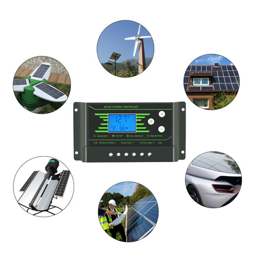 PWM Zonnecontroller 10A 12V 24V Auto PV Zonne - oplaadcontroller Dubbele 5V USB Batterijregulator 1