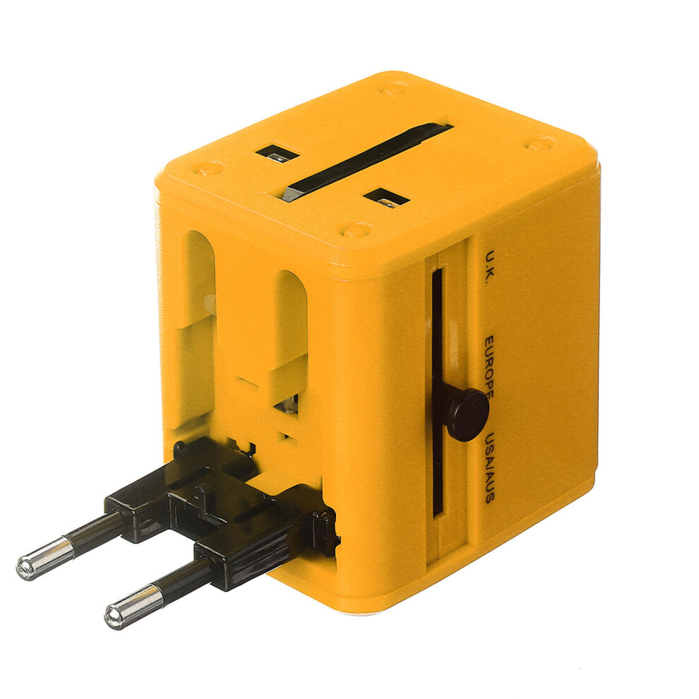 2.1A Universal Travel Adapter 2Usb Worldwide Travel Chargers Adapters Plug International Universal Travel Adapter Bronze/Yellow/Blue 887954929775