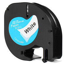 12mmx4m Draagbare Plastic Etikettape Compatibel Voor DYMO LetraTAG 91200 Zwart op Wit