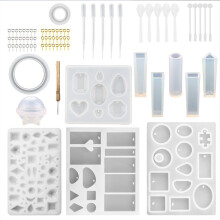 76PCS Kit di Strumenti per Creare Gioielli in Resina con Stampi in Silicone